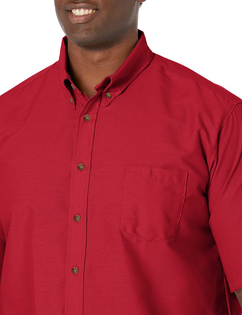 Red Kap Mens Poplin Dress Shirt, Stain And Wrinkle Resistant, Short Sleeve, Red, XX-Large Tall US - Image 3